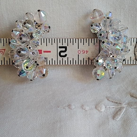 Vintage Iridesent Cresant Clip On Earrings - Picture 1 of 7